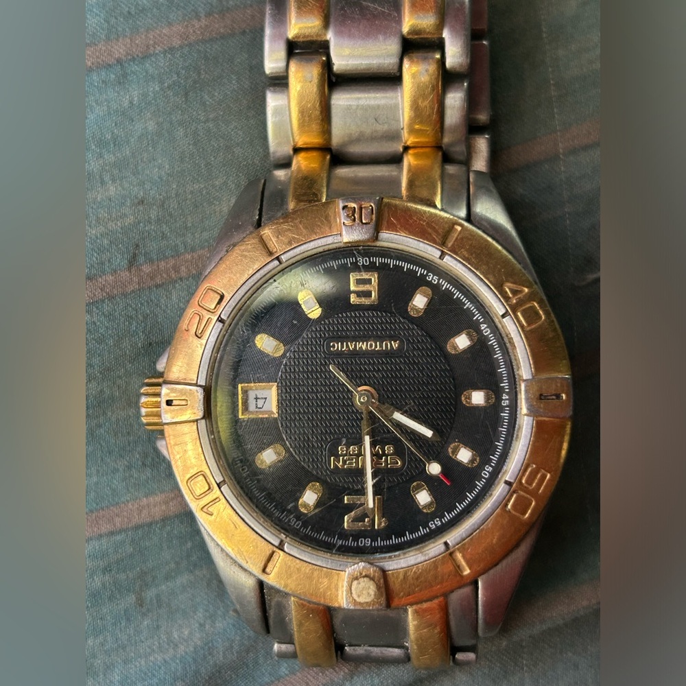 Green Swiss watch